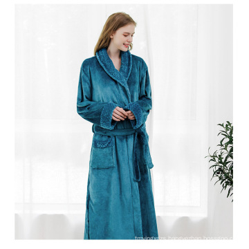 Winter's new matching pyjamas long pyjamas men's and women's thickened bathrobes